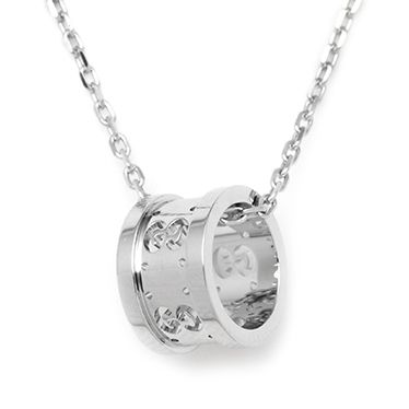 グッチ GGアイコンネックレス 214169 9000 K18 ホワイトゴールド