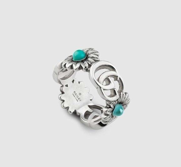 直営店【グッチ GUCCI】ダブル G フラワー リング ターコイズ (GUCCI