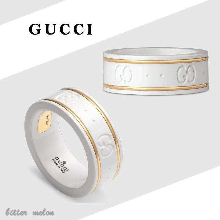 直営店【GUCCI グッチ】アイコン リング ホワイト GGパターン (GUCCI