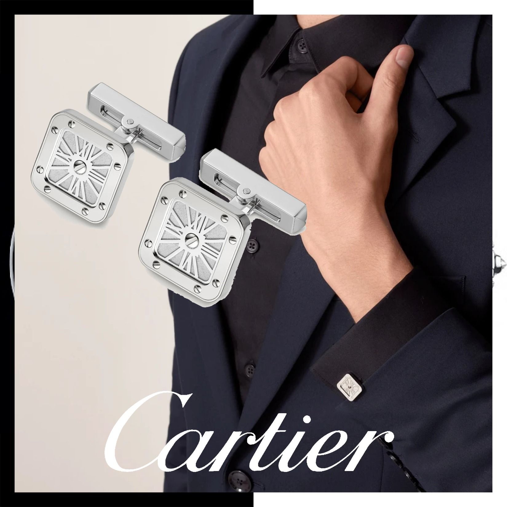 すぐ届く☆ギフトに◎【カルティエ】カフス シルバー 関税込 (Cartier
