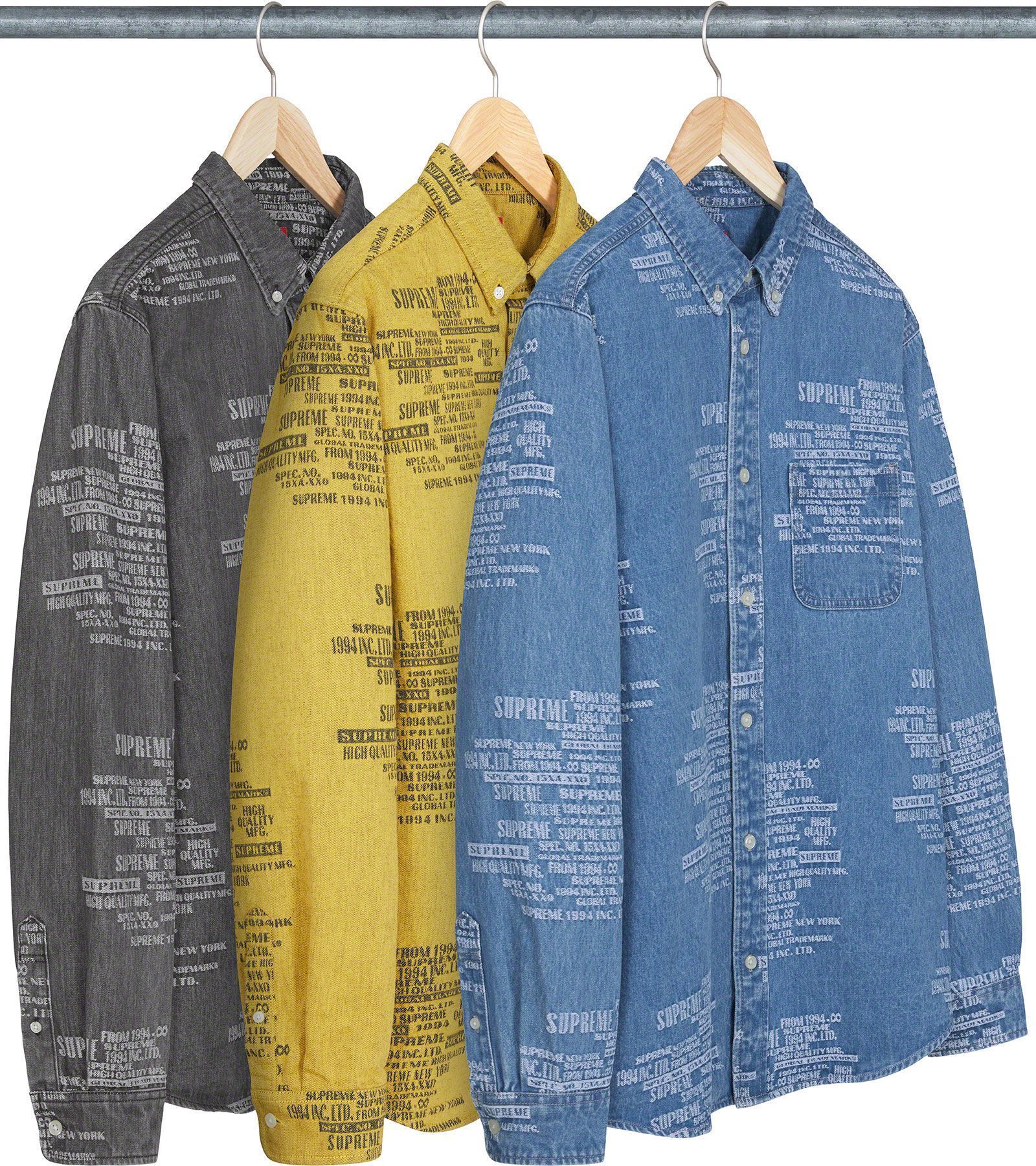 SS23 Supreme Trademark Jacquard Denim Shirt - デニム シャツ