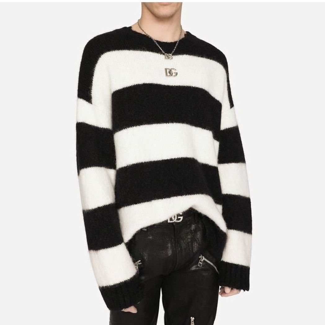 関税込 ドルチェ＆ガッバーナ セーター ロゴ ボーダー アルパカ (Dolce