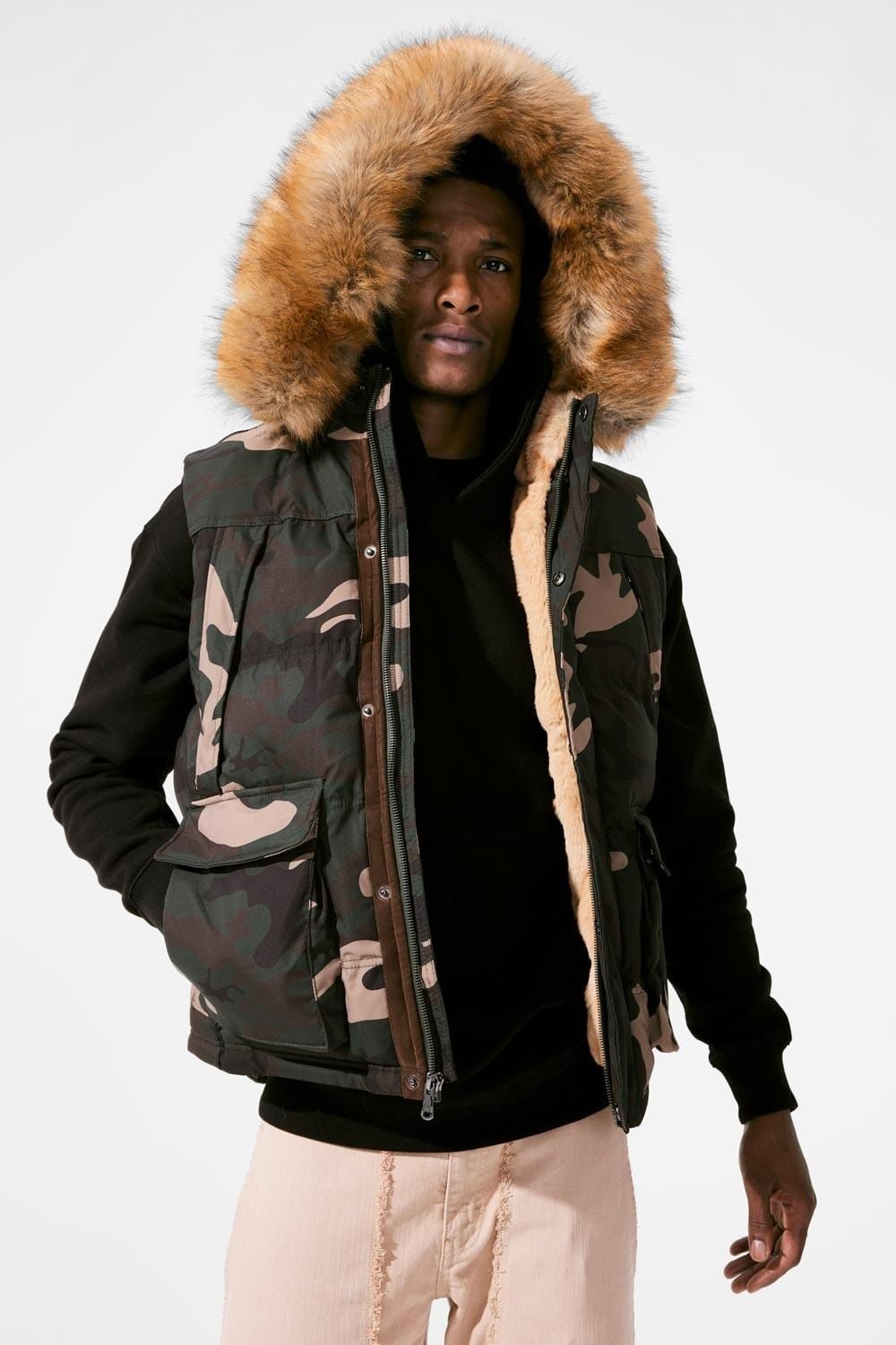 海外限定 JORDAN CRAIG 脱着式ファーフード ダウン ベスト (JORDAN