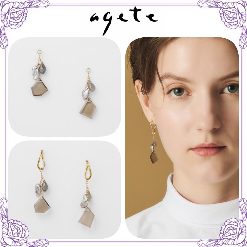 大人気!! agete K10 スモーキークォーツ ピアスチャーム (Agete/ピアス