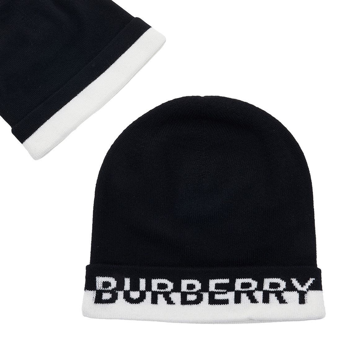 関税負担なし☆Burberry ロゴインターシャ カシミアビーニー (Burberry