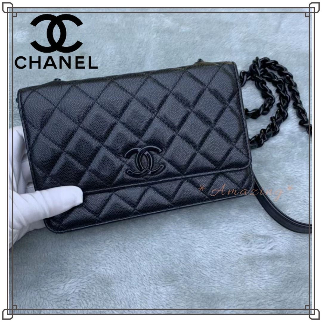希少♪オシャレなオールブラックCHANEL チェーンウォレット (CHANEL