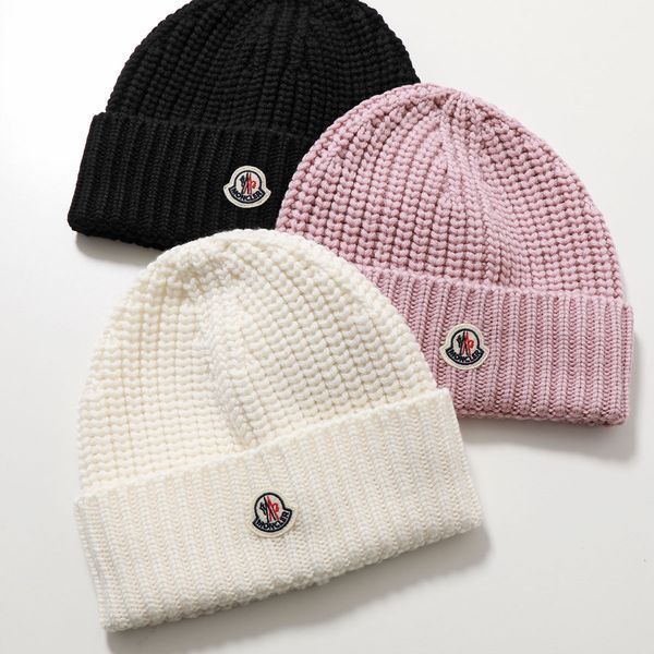 MONCLER ニット帽 3B00048 M1131 ウール リブ ビーニー (MONCLER