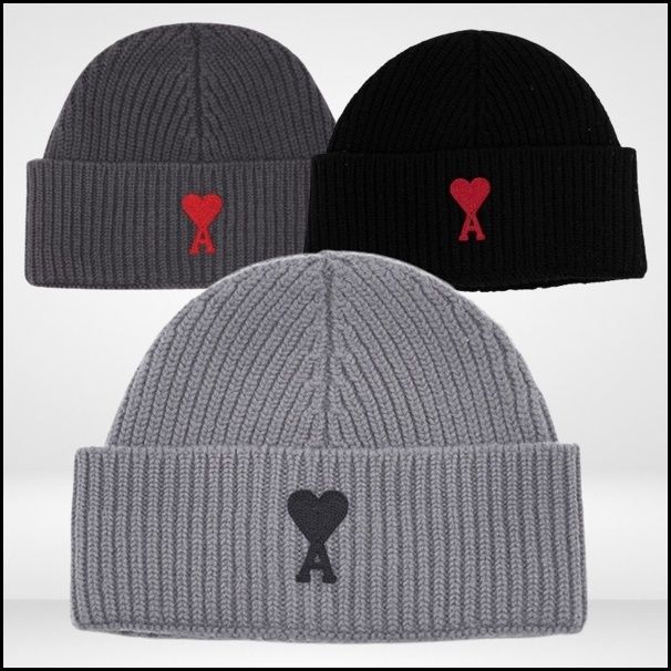 ◇☆AMI☆◇ ハート 刺繍 ウール ビーニー UHA235 018 057 (AMI PARIS