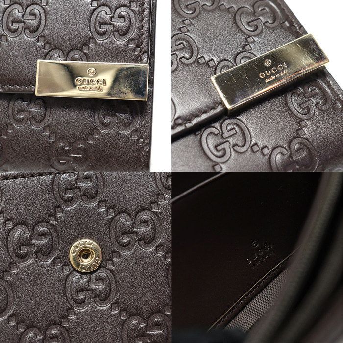 GUCCI グッチ GGロゴ シマ レザー 金メッキ フラップ 長財布 (GUCCI/長