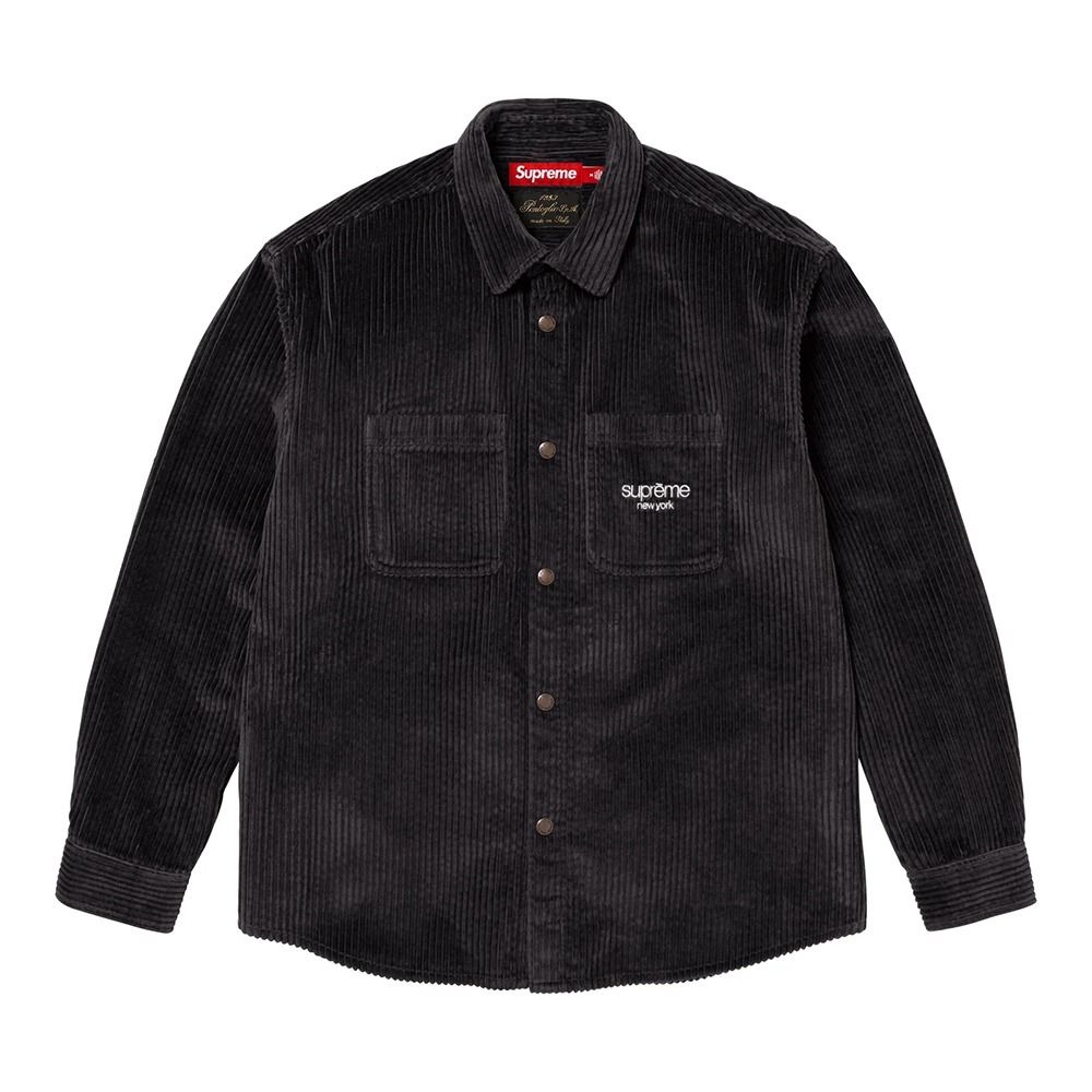 Supreme】Wide Wale Corduroy Snap Shirt☆Black☆24FW☆ (Supreme