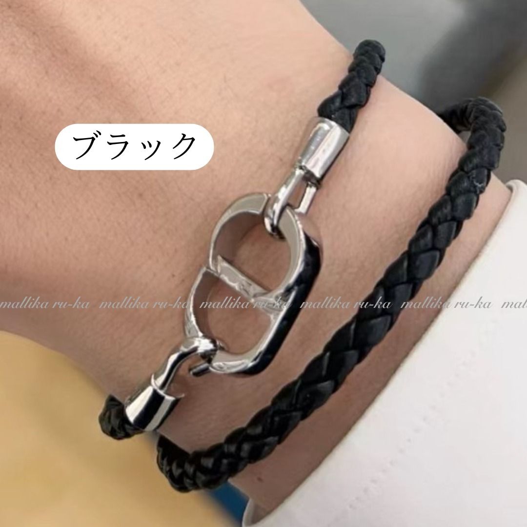 国内発【Dior】 CD Icon ブレイドレザー ダブルブレスレット (Dior