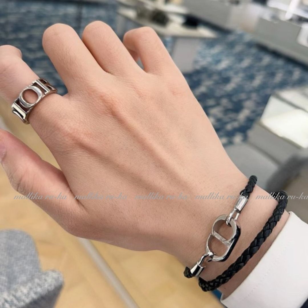 国内発【Dior】 CD Icon ブレイドレザー ダブルブレスレット (Dior
