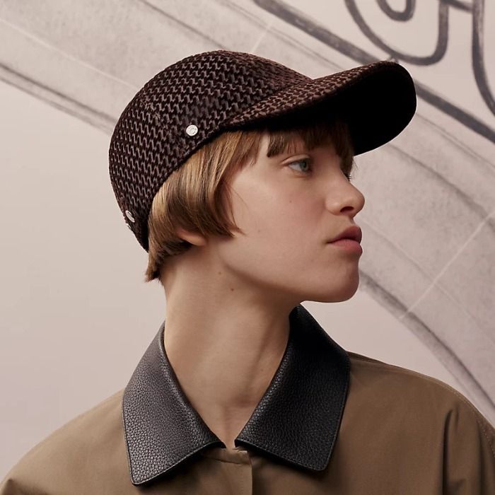 HERMES デニム レザーキャップ 57 エルメス レザーキャップ