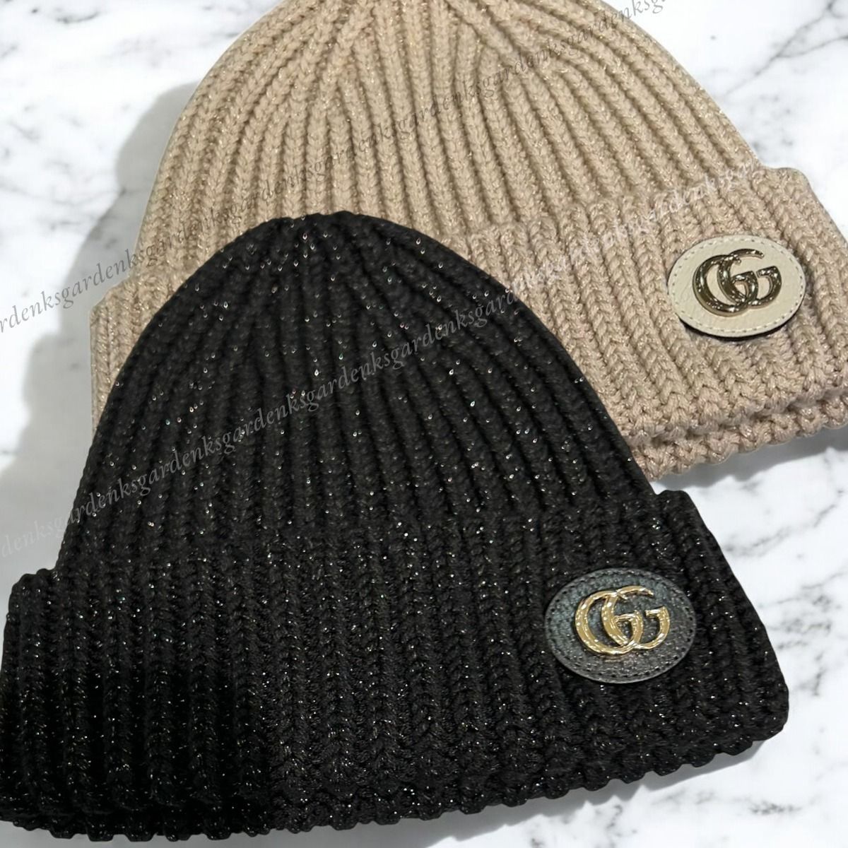 すぐ届く！GUCCI ウールヴィスコース リブニット ラメ ハット (GUCCI