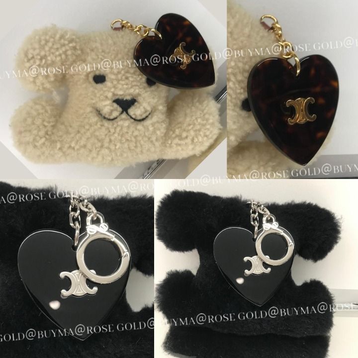本物保証/CELINE トリオンフ ポンポン キーリング ハート付 人気