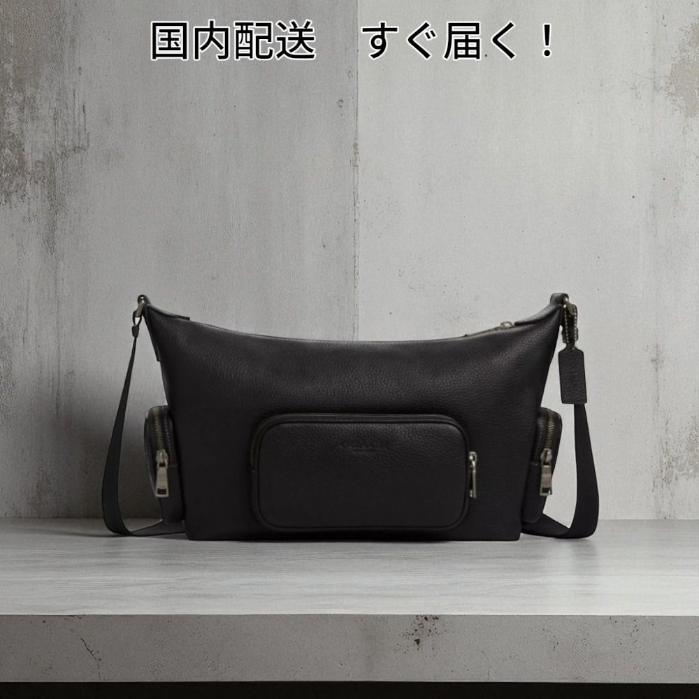 すぐ届く COACH フィン クロスボディ バッグ ポケット ブラック (Coach
