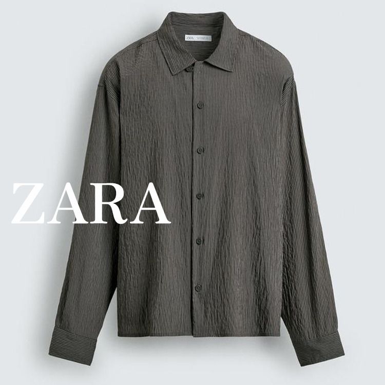 ZARA】しわ加工ストライプ柄フルイドシャツ 6861/360/802 (ZARA/シャツ