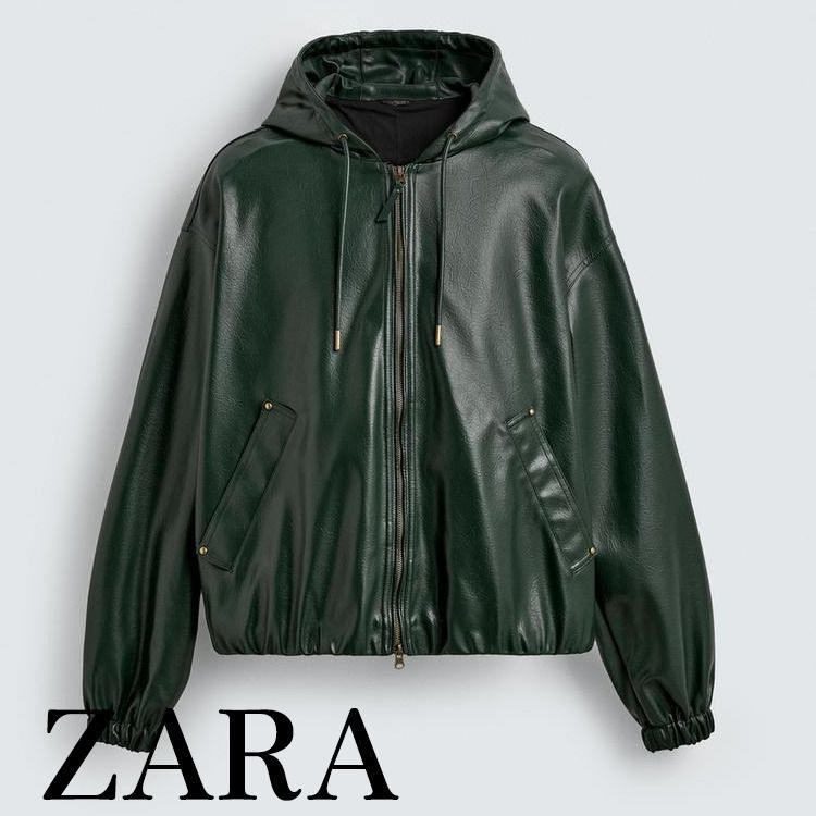 ZARA】フェイクレザー フーデッド ジャケット 6318/450/500 (ZARA