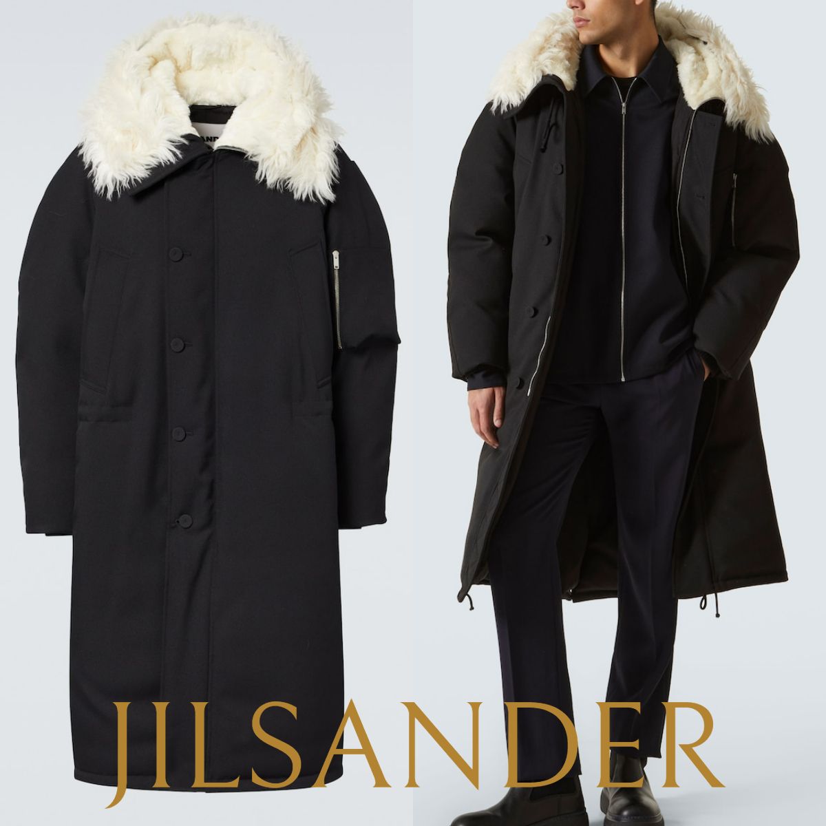SALE*JILSANDER*ファー付 ダウンジャケット ロングコート メンズ (Jil