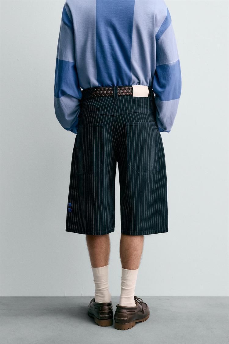 CHAMPION X ZARA ストライプ柄バギーフィットバミューダパンツ (ZARA