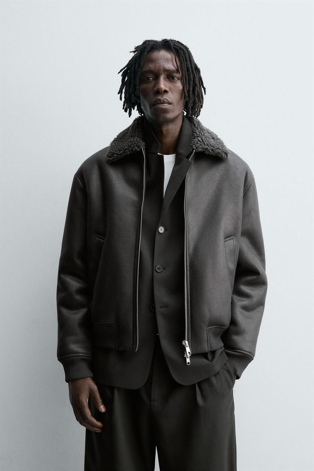 ☆ドイツ発*ZARA*新作*フェイクムートンジャケット/ANTHRACITE☆ (ZARA