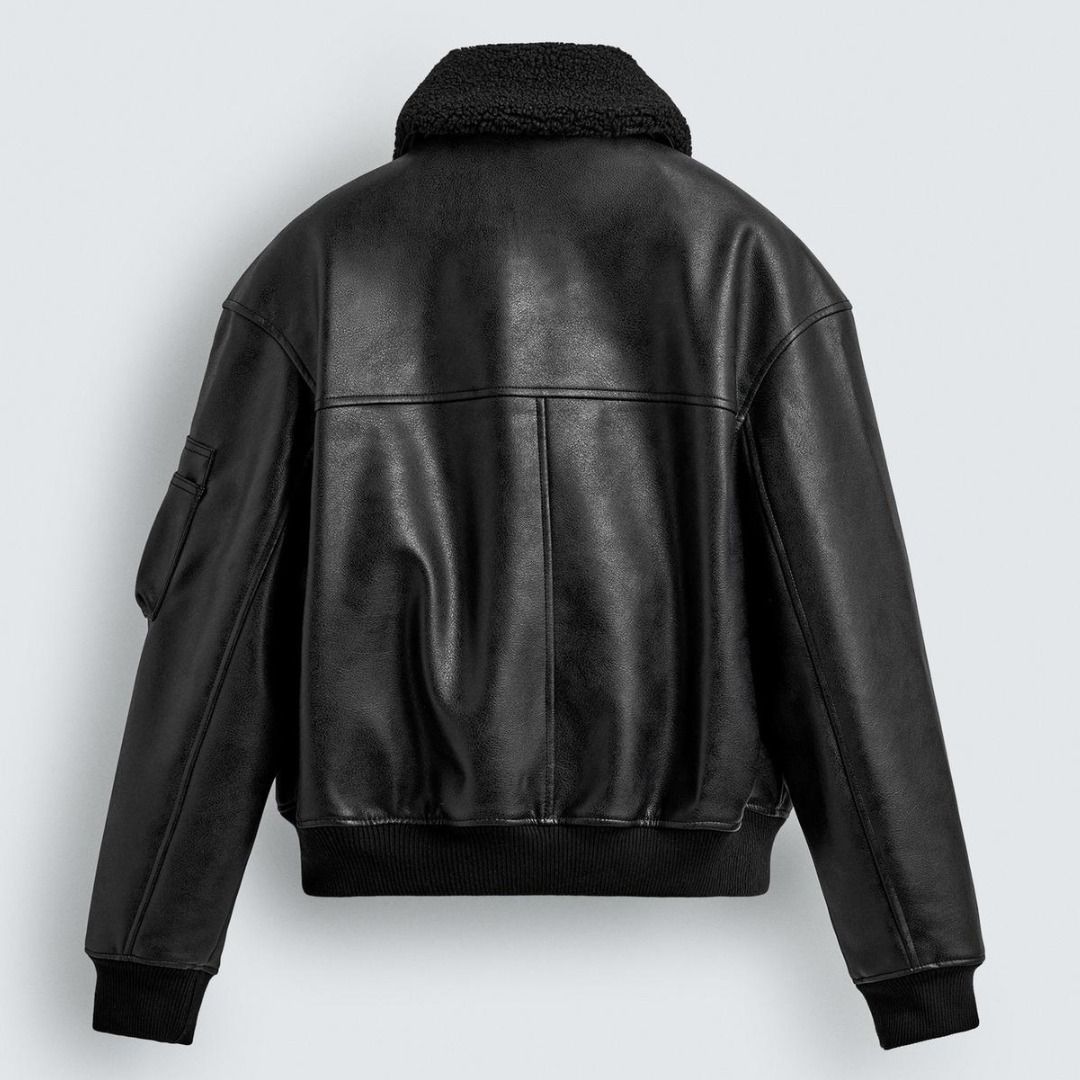 ZARA］フェイクレザー デタッチャブルネックジャケット (ZARA/レザー