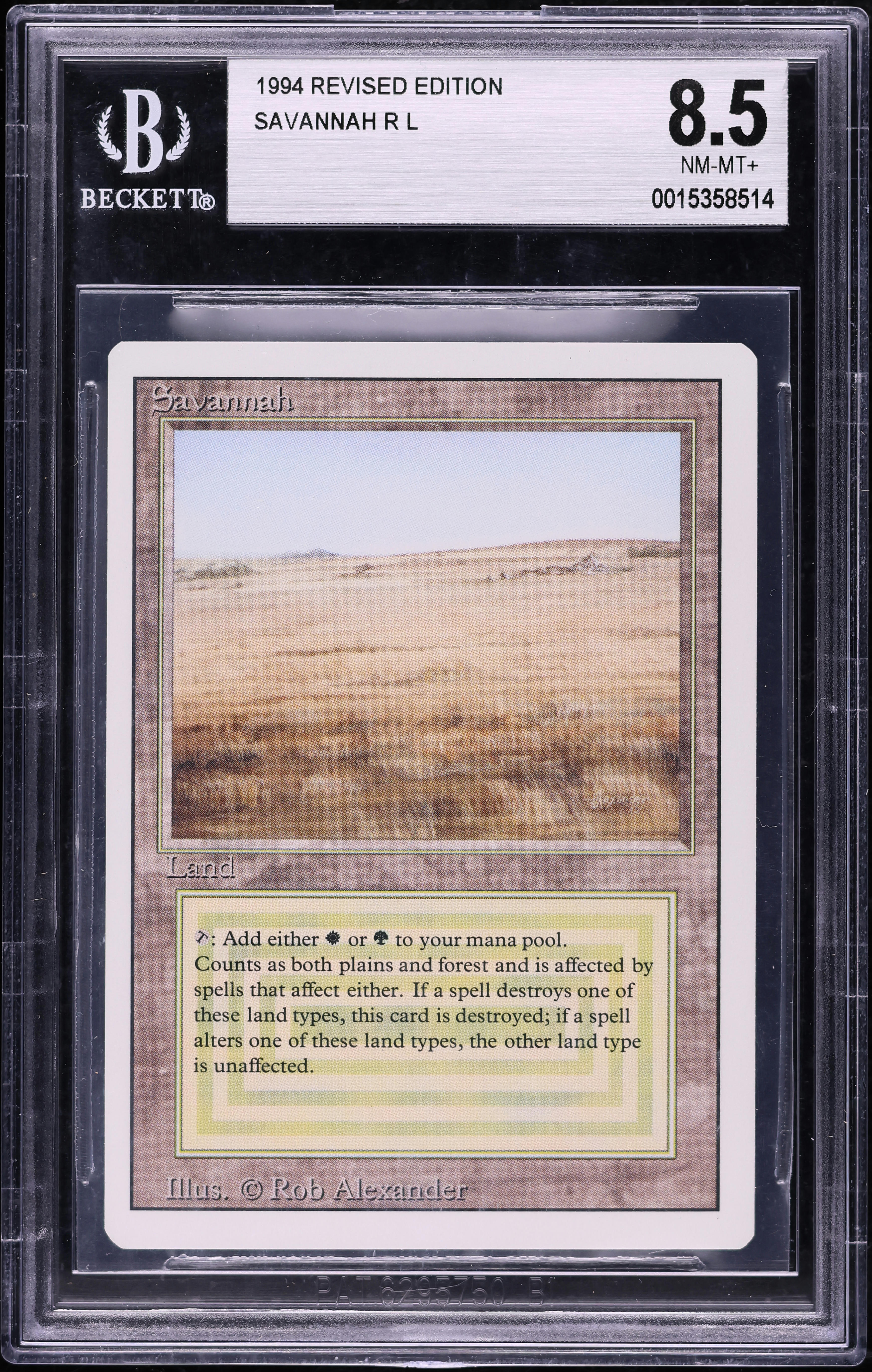 1994 Magic The Gathering MTG Revised Dual Land Savannah BGS 8.5 NM