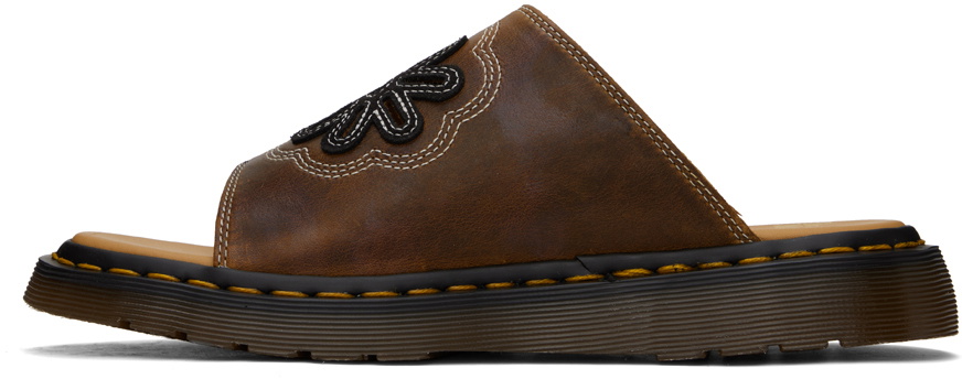 Dr. Martens Brown Dayne Suede Appliqué Slides Dr. Martens