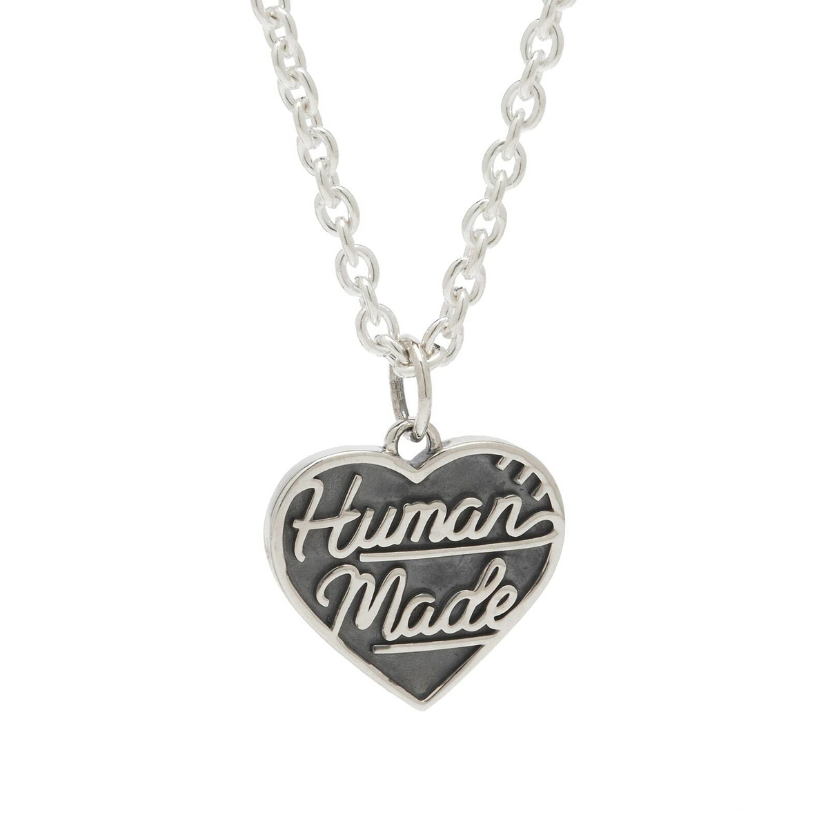 Human Made Men's Heart Silver Necklace in Black Human Made