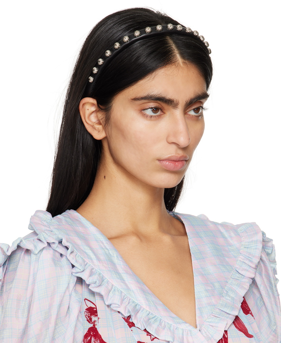 Toga Pulla Black Faux-Leather Headband Toga Pulla