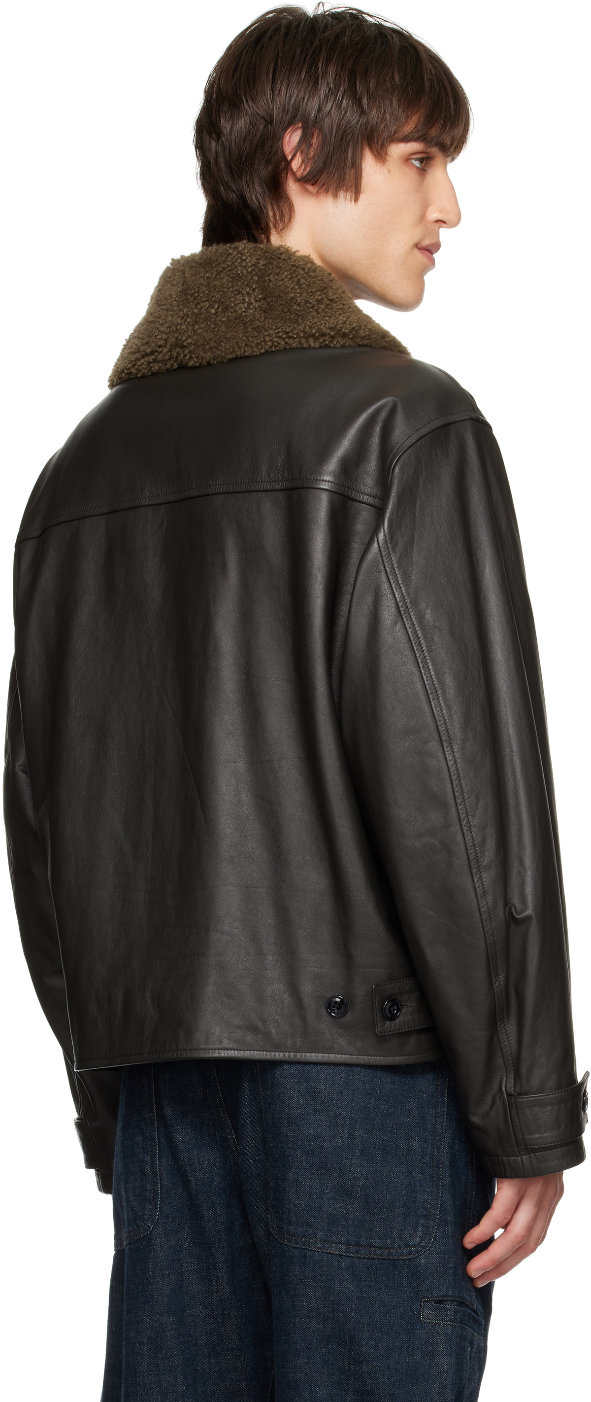 LEMAIRE Brown Quilted Leather Jacket Lemaire