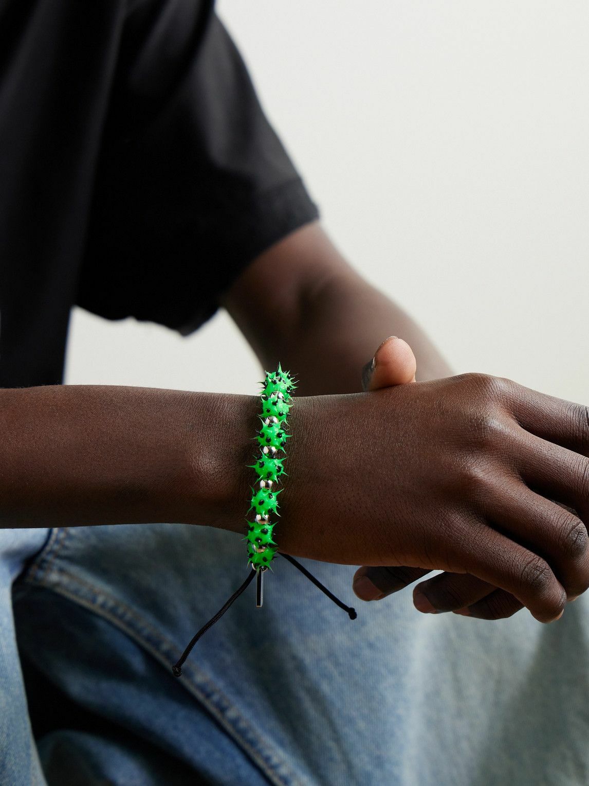 Balenciaga - Malibu Silicone, Silver-Tone and Cord Bracelet Balenciaga