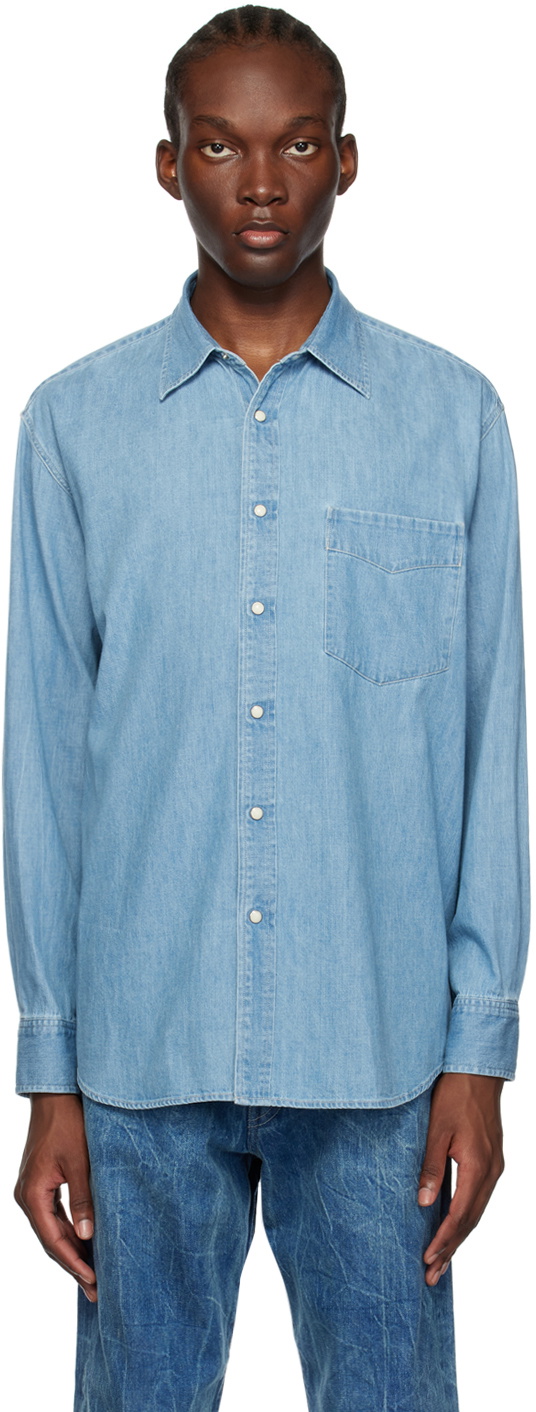 AURALEE Blue Super Light Denim Shirt Auralee