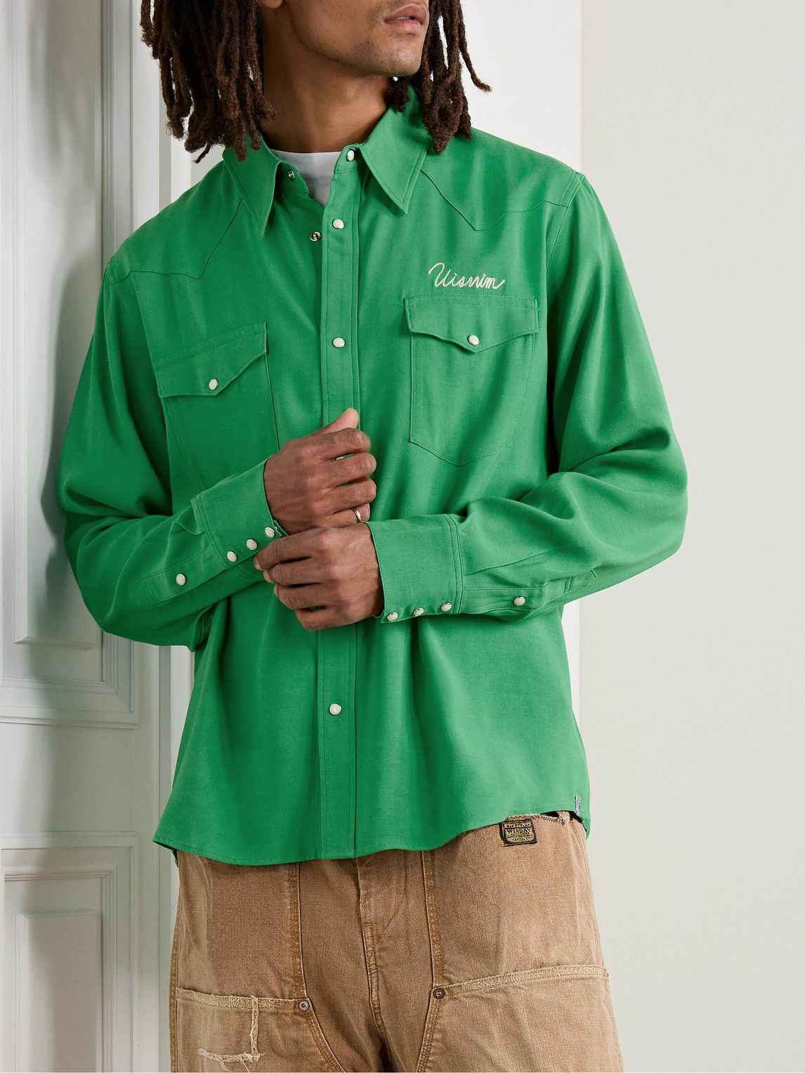 Visvim - Logo-Embroidered Woven Western Shirt - Green Visvim
