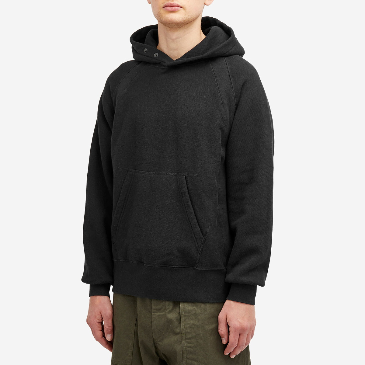 Engineered Garments Men's Raglan Hoodie in Black Engineered Garments
