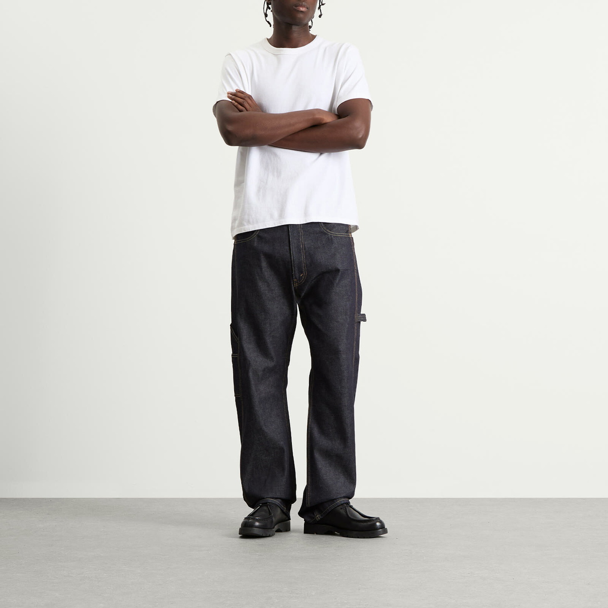 Junya Watanabe MAN Men's x Levis Leather Patch Jeans in Indigo