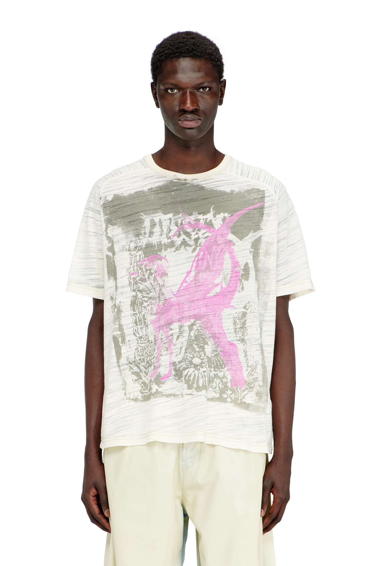 Diesel Faded tank top with puffy Oval D - T-Shirts Mens in Brown