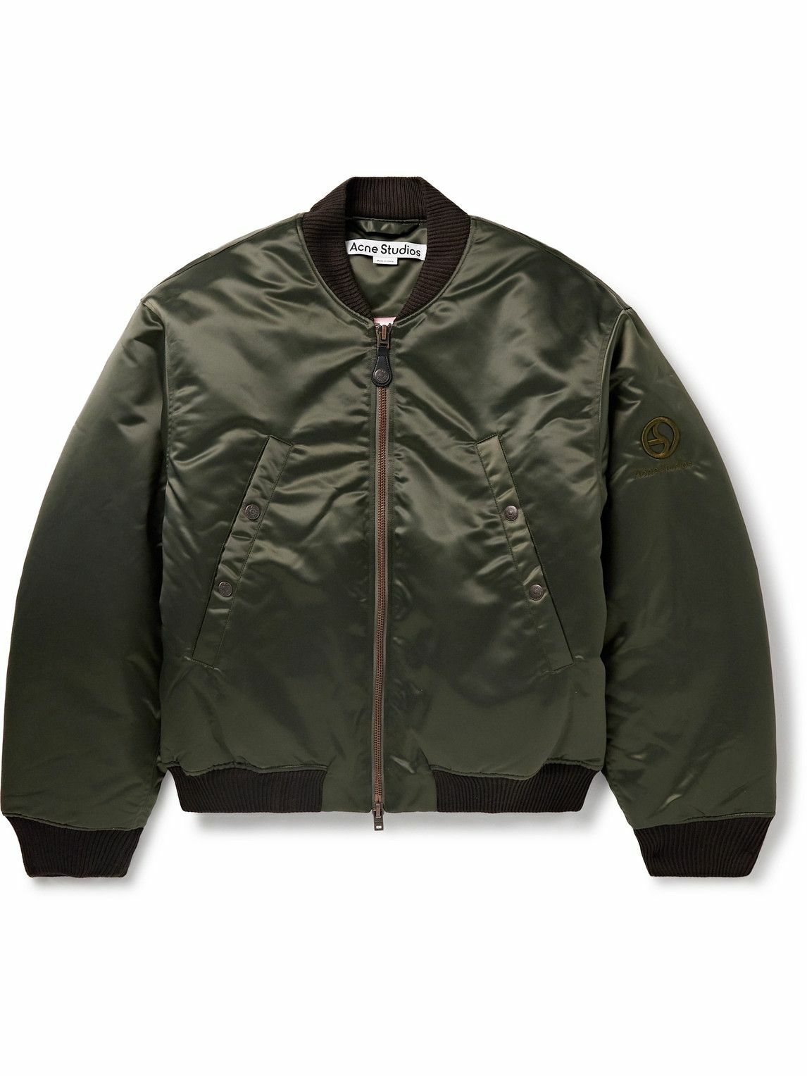 Acne Studios - Oliev Logo-Embroidered Padded Satin Bomber Jacket
