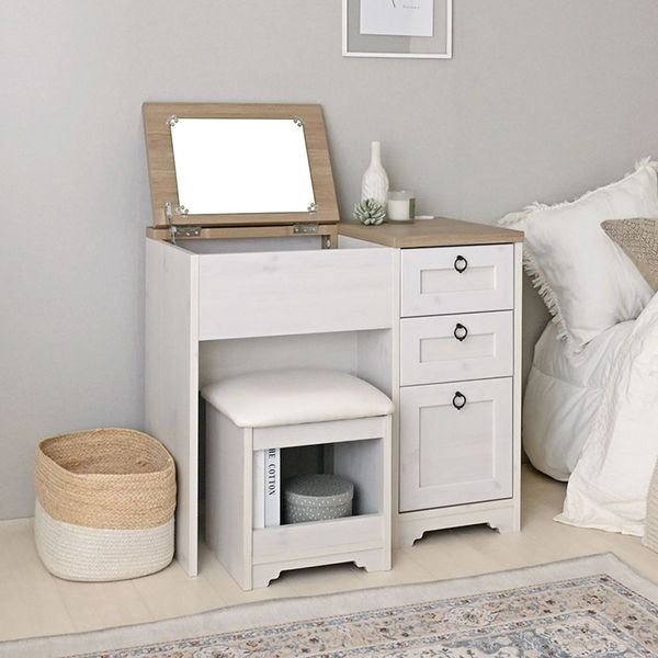 4FUL 佐藤産業 アンリ デスクドレッサー 幅800×奥行400×高さ700mm WH