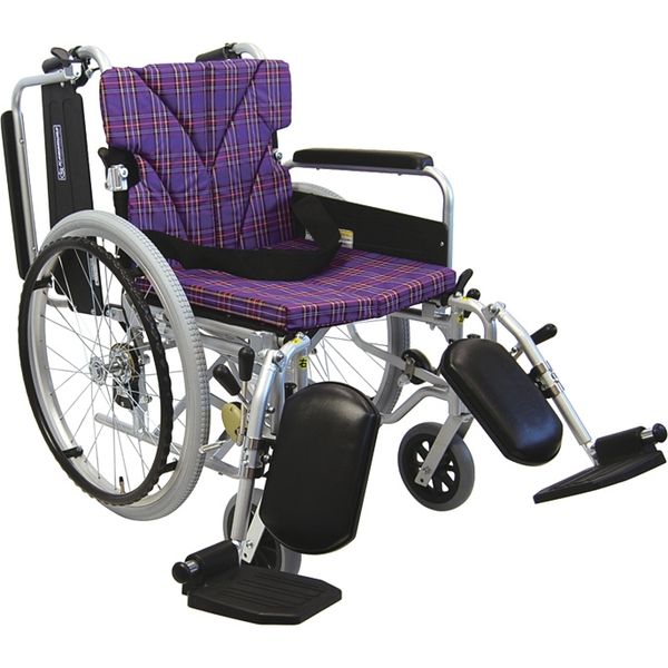 カワムラサイクル アルミ自走車いす A11_紫チェック KA820-40ELB-SL