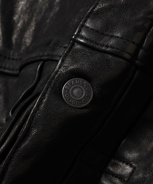 BEAMS（ビームス）ワイドショートフィット シープレザー ジャケット