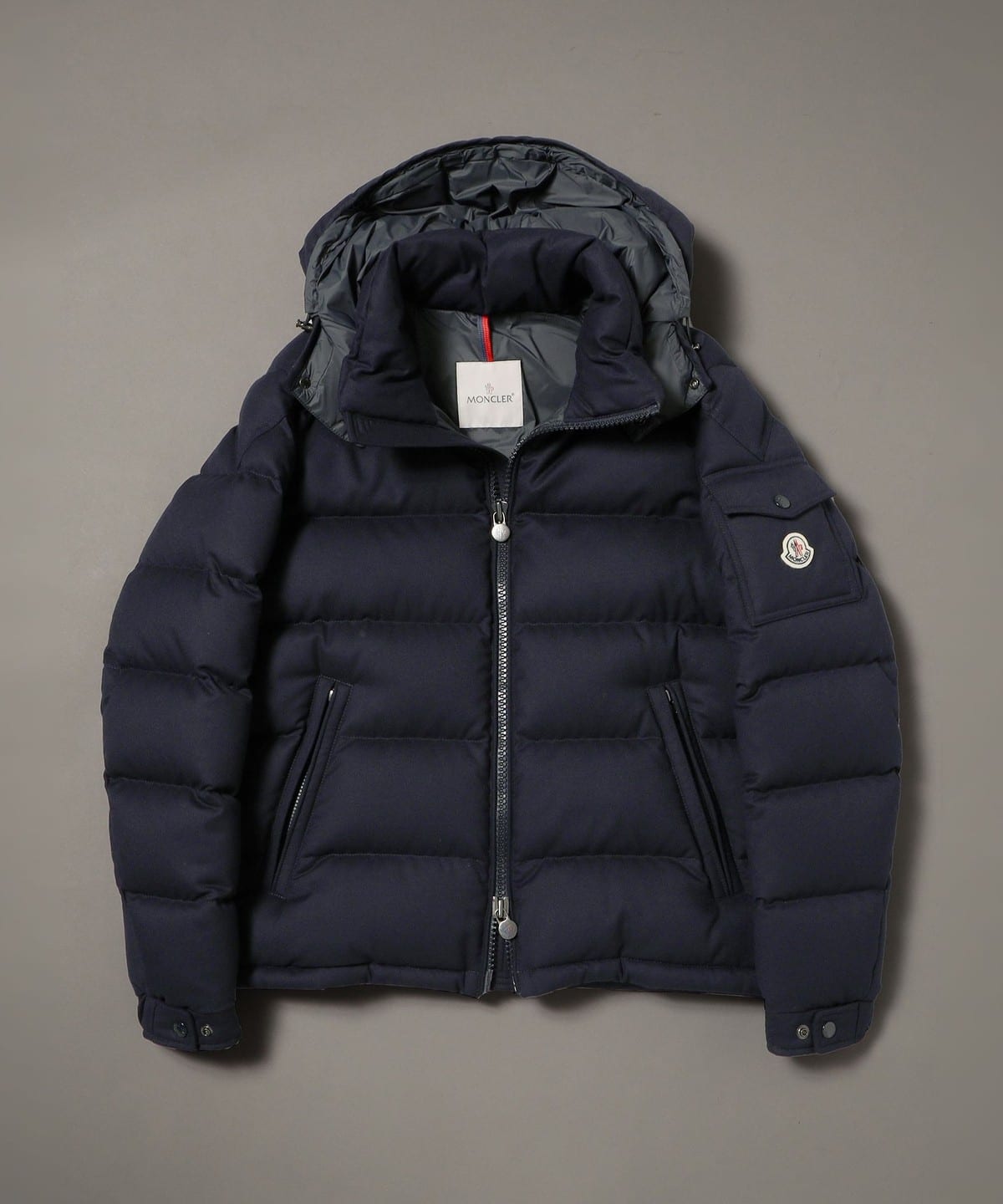 BEAMS F BEAMS / MONTGENEVRE flannel hooded down jacket (blouson