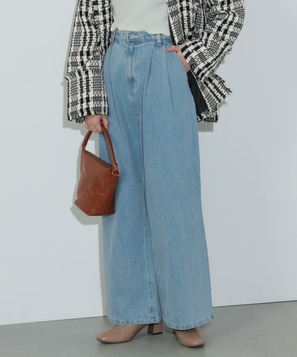 BEAMS HEART（ビームス ハート）タックワイド デニムパンツ（パンツ