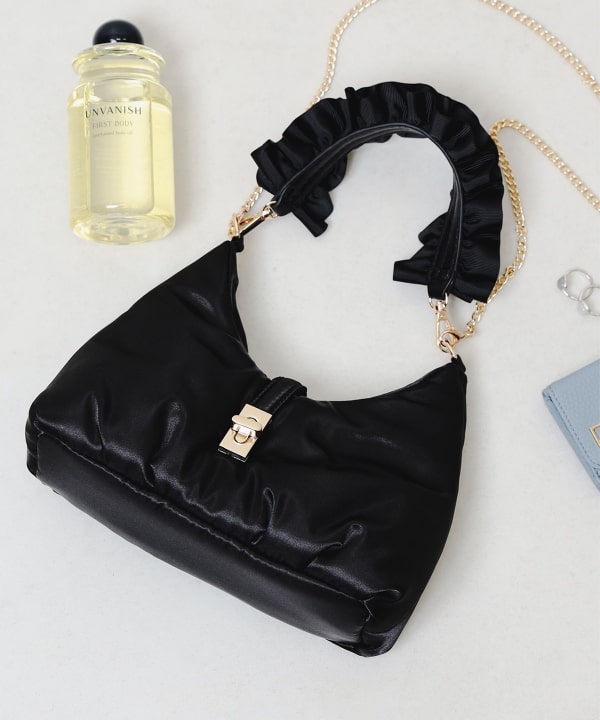 BEAMS HEART（ビームス ハート）フリルハンドル サテン バッグ（バッグ