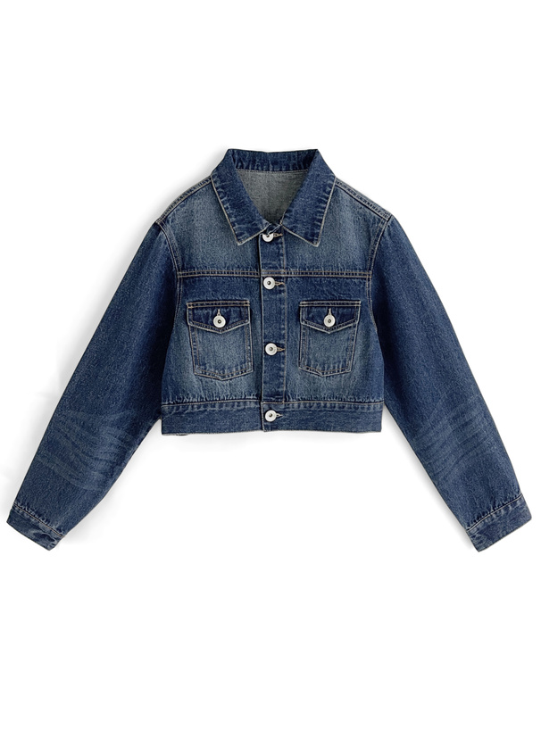 短丈コーティングデニムジャケット 短丈コーティングデニムジャケット