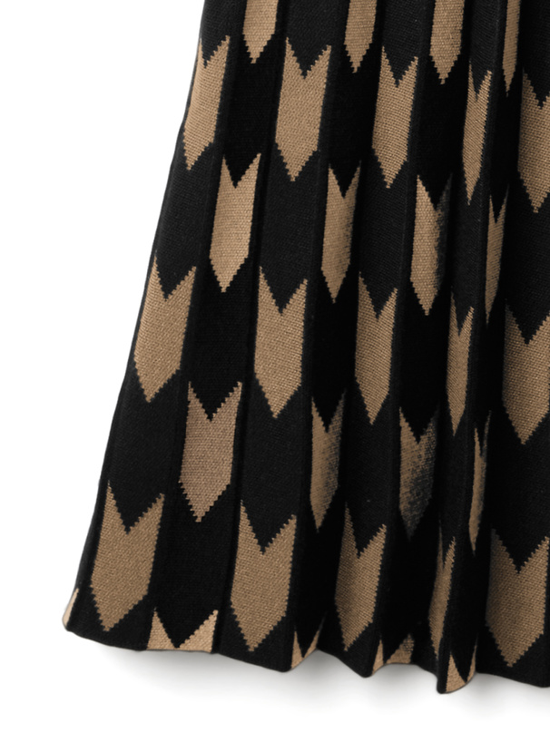 レトロ柄ニットプリーツスカート[ac2022] | レディースファッション