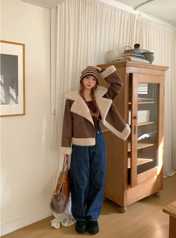 襟2Wayファーライダースジャケット[ask141] | レディースファッション