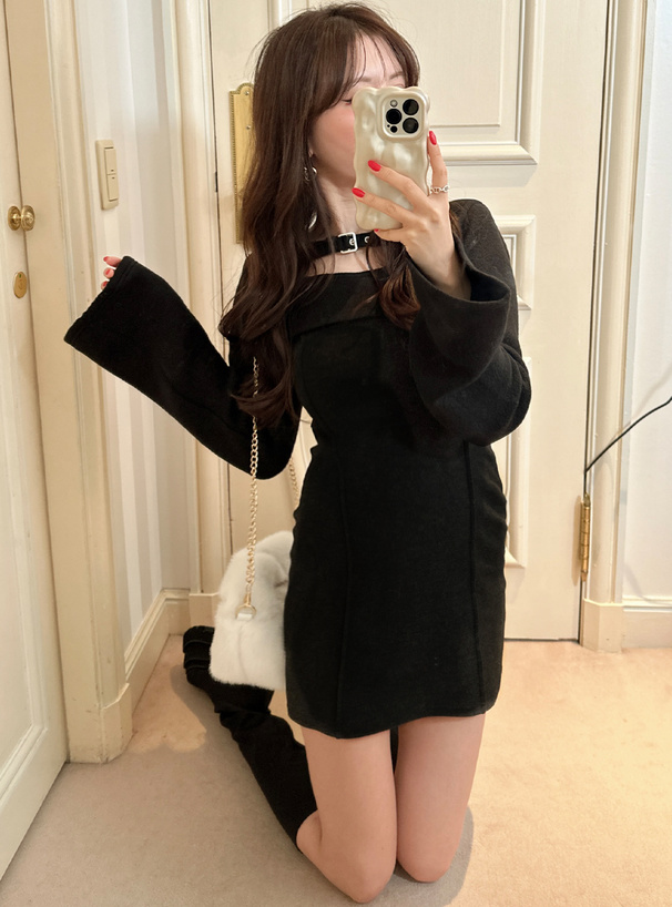 フロントオープンボレロ×ベアワンピースセットアップ[ask102