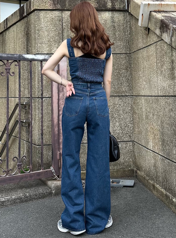 デニムビスチェ×ワイドパンツセットアップ[gm749] | レディース