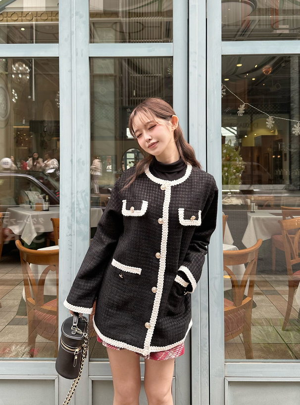 00s archive 本革切替レースアップツイードbonoジャケットy2k 00s